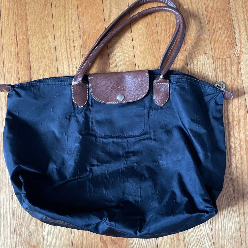 Longchamp Black and Brown Tote Bag